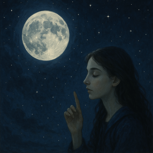Moonlit whispers in a sky of quiet stars.