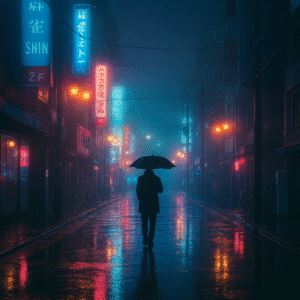 Neon Rain in Tokyo
